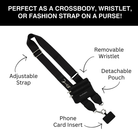 Save The Girls Clip And Go Black Strap Zippered Pouch And Phone Carrier NEW - Picture 6 of 10